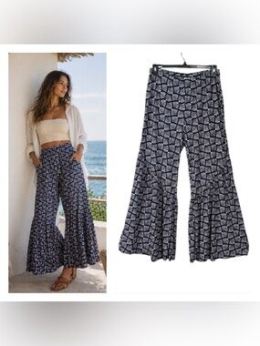 Womens Wide Leg Bloomer Pants Size 14 16 Bohemian Beachy Coastal Euro Summer